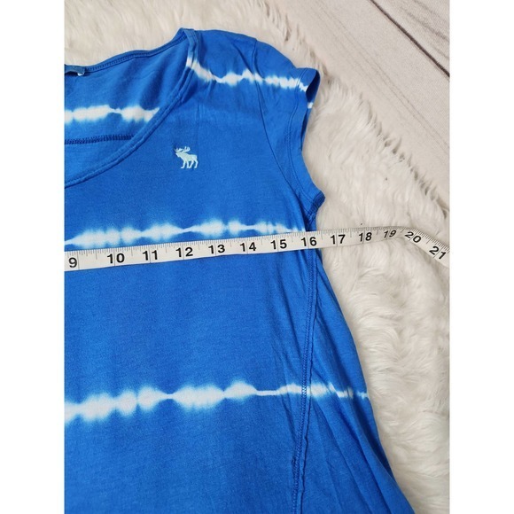 Abercrombie & Fitch Womens Tie Dye Top Hi-Lo Hem Short Sleeve V Neck Blue XS - Picture 4 of 5